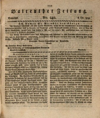 Bayreuther Zeitung Samstag 8. Oktober 1814