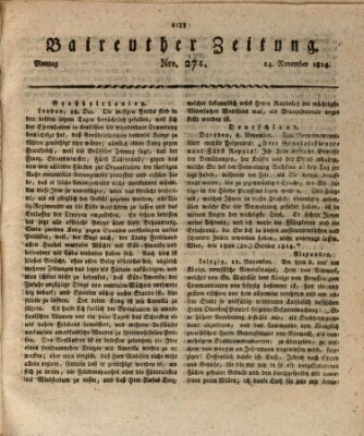 Bayreuther Zeitung Montag 14. November 1814