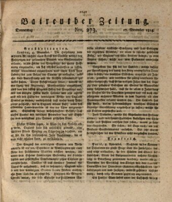 Bayreuther Zeitung Donnerstag 17. November 1814