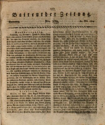 Bayreuther Zeitung Donnerstag 24. November 1814