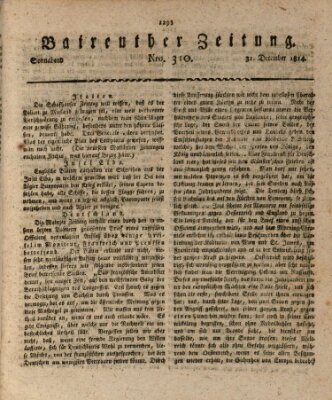 Bayreuther Zeitung Samstag 31. Dezember 1814