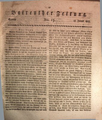 Bayreuther Zeitung Sonntag 15. Januar 1815