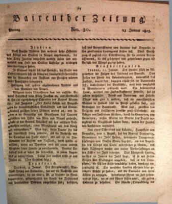 Bayreuther Zeitung Montag 23. Januar 1815