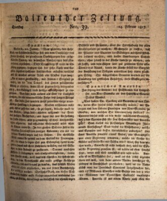 Bayreuther Zeitung Dienstag 14. Februar 1815