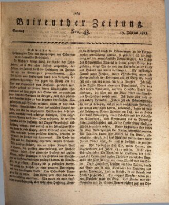 Bayreuther Zeitung Sonntag 19. Februar 1815