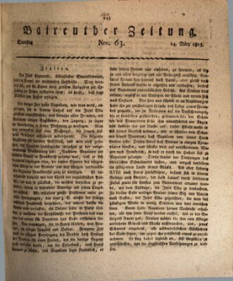 Bayreuther Zeitung Dienstag 14. März 1815