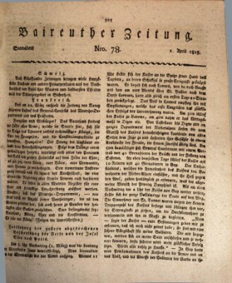 Bayreuther Zeitung Samstag 1. April 1815