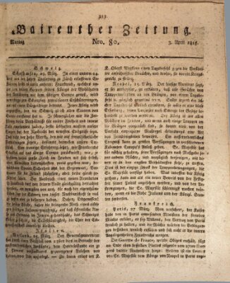 Bayreuther Zeitung Montag 3. April 1815