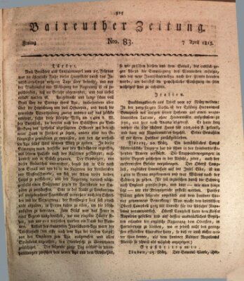 Bayreuther Zeitung Freitag 7. April 1815