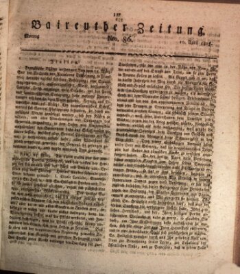 Bayreuther Zeitung Montag 10. April 1815