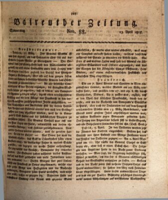 Bayreuther Zeitung Donnerstag 13. April 1815