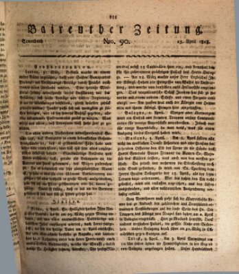 Bayreuther Zeitung Samstag 15. April 1815