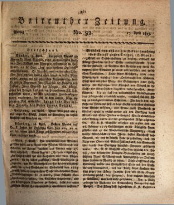 Bayreuther Zeitung Montag 17. April 1815