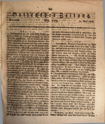 Bayreuther Zeitung Samstag 29. April 1815