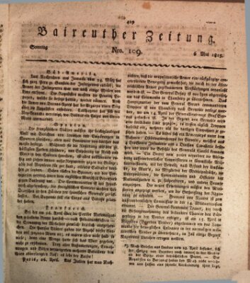 Bayreuther Zeitung Samstag 6. Mai 1815