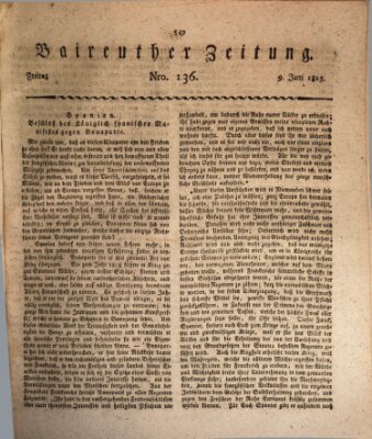 Bayreuther Zeitung Freitag 9. Juni 1815