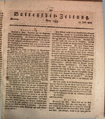 Bayreuther Zeitung Sonntag 18. Juni 1815