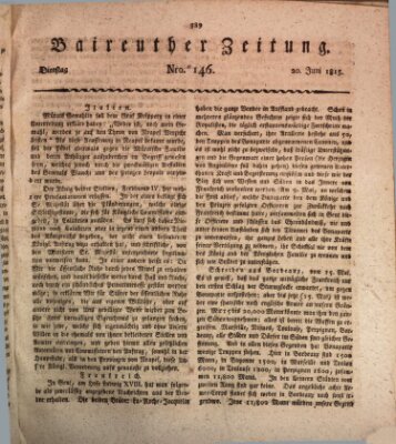 Bayreuther Zeitung Dienstag 20. Juni 1815