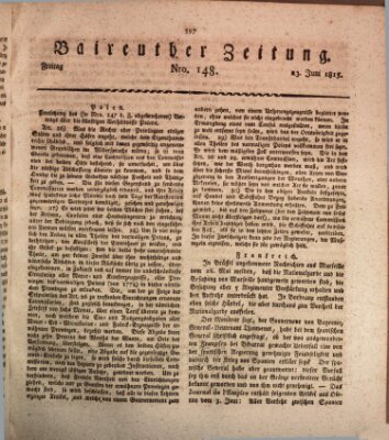 Bayreuther Zeitung Freitag 23. Juni 1815