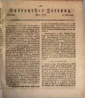 Bayreuther Zeitung Donnerstag 27. Juli 1815