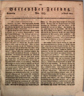 Bayreuther Zeitung Donnerstag 3. August 1815