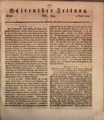 Bayreuther Zeitung Freitag 4. August 1815