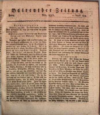 Bayreuther Zeitung Freitag 11. August 1815