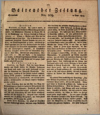 Bayreuther Zeitung Samstag 2. September 1815