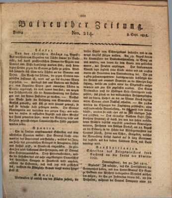 Bayreuther Zeitung Freitag 8. September 1815