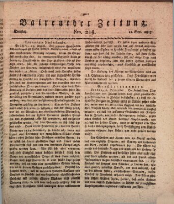 Bayreuther Zeitung Dienstag 12. September 1815