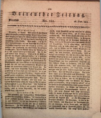 Bayreuther Zeitung Samstag 16. September 1815