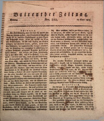 Bayreuther Zeitung Sonntag 17. September 1815