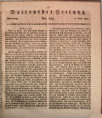 Bayreuther Zeitung Donnerstag 21. September 1815