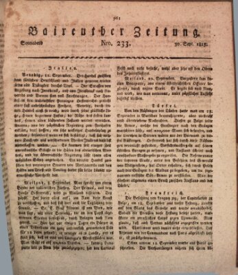 Bayreuther Zeitung Samstag 30. September 1815