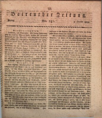 Bayreuther Zeitung Montag 9. Oktober 1815