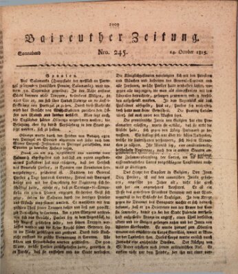 Bayreuther Zeitung Samstag 14. Oktober 1815