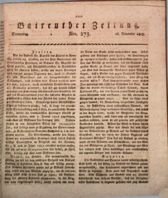 Bayreuther Zeitung Donnerstag 16. November 1815