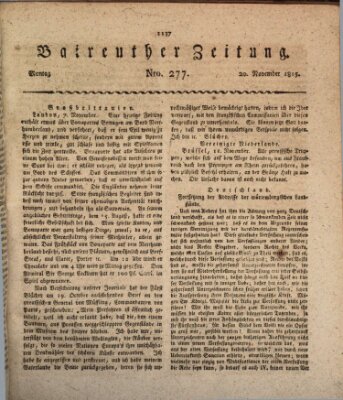 Bayreuther Zeitung Montag 20. November 1815