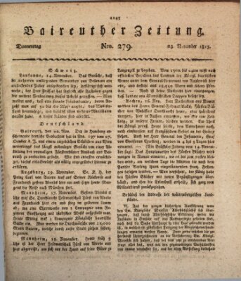 Bayreuther Zeitung Donnerstag 23. November 1815