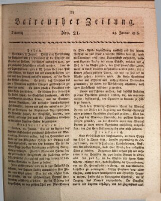 Bayreuther Zeitung Donnerstag 25. Januar 1816