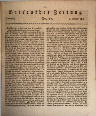 Bayreuther Zeitung Donnerstag 1. Februar 1816