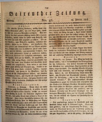 Bayreuther Zeitung Sonntag 18. Februar 1816