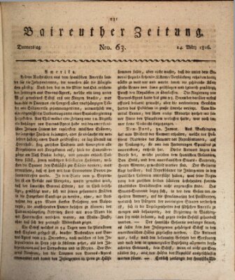 Bayreuther Zeitung Donnerstag 14. März 1816