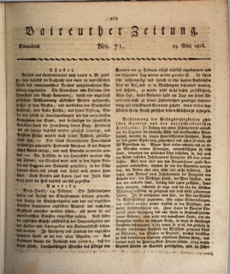 Bayreuther Zeitung Samstag 23. März 1816