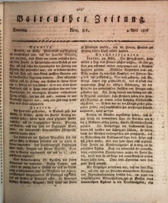 Bayreuther Zeitung Donnerstag 4. April 1816