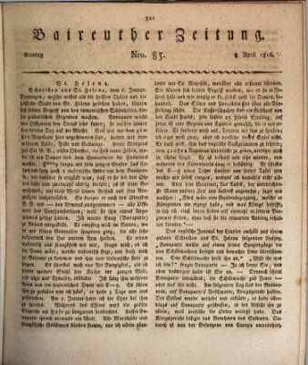 Bayreuther Zeitung Montag 8. April 1816