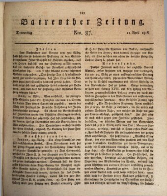 Bayreuther Zeitung Donnerstag 11. April 1816