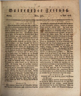 Bayreuther Zeitung Montag 15. April 1816