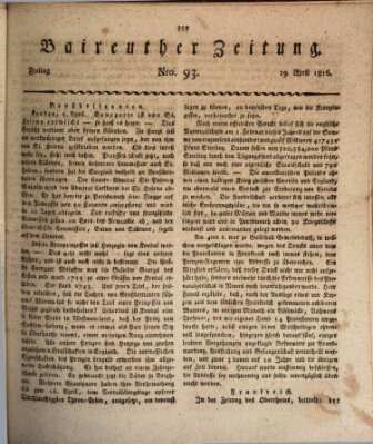 Bayreuther Zeitung Freitag 19. April 1816