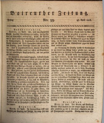 Bayreuther Zeitung Freitag 26. April 1816